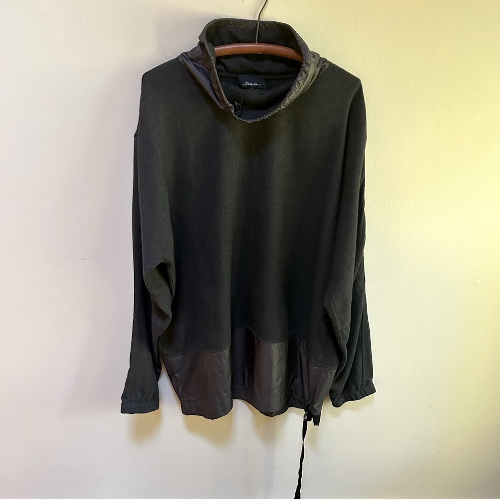 3.1 Phillip Lin ~Men’s Mock Neck Dark Gray Wool Oversized Pullover Jumper Tunic